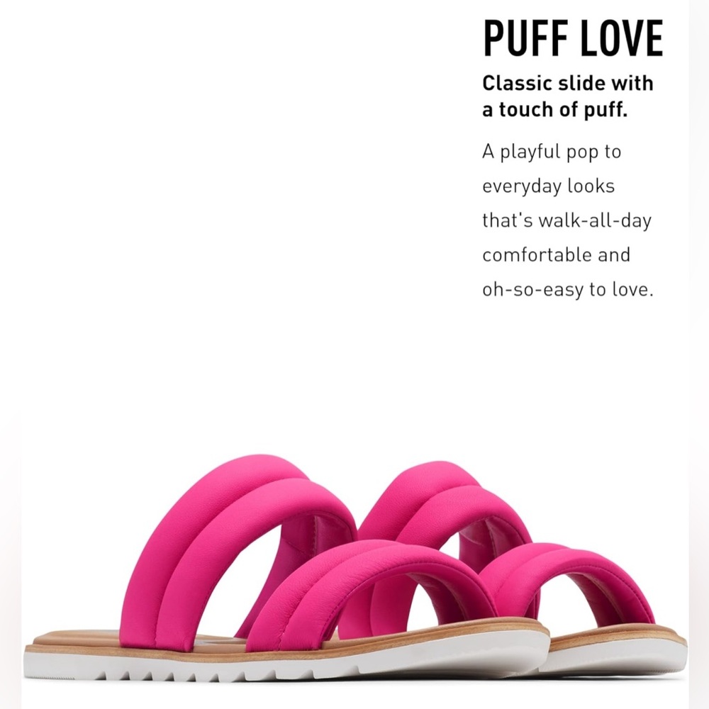NEW Sorel Ella Puff Sandals Pink Flamingo Size 8 NWT